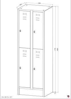 Stahl-Fächer-Schrank 2 Abteil, 2 Fächer übereinander, auf Sockel. Anzahl der Fächer: 4 Abteilbreite 300 mm.- sofort lieferbar !